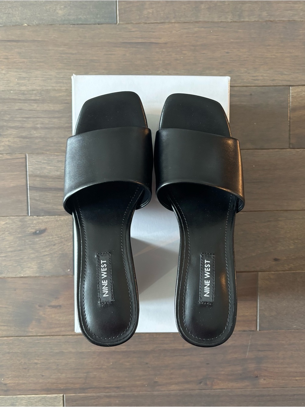 Nine West Black Oklee Platform Slide Wedge Sandals - Chunky Heel - Picture 2 of 7